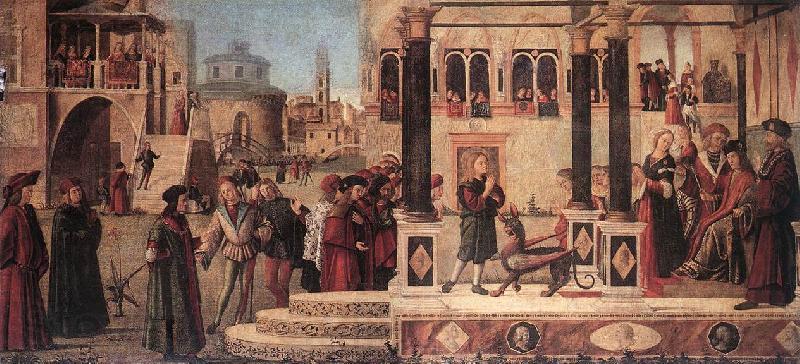 CARPACCIO, Vittore The Daughter of of Emperor Gordian is Exorcised by St Triphun dfg Spain oil painting art